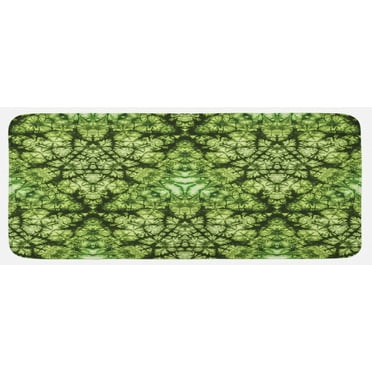 Nature Kitchen Mat, Free Abstract Nature Inspired Mind Bind Folded Color Silhouette Counter Culture, Plush Decorative Kitchen Mat with Non Slip Backing, 47" X 19", Green, by Ambesonne