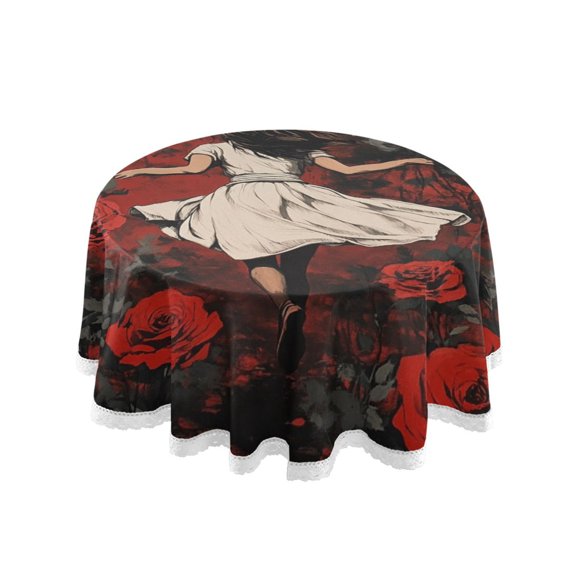YAZAOO Round Tablecloth Run for Roses Pattern Pattern Tableclothes