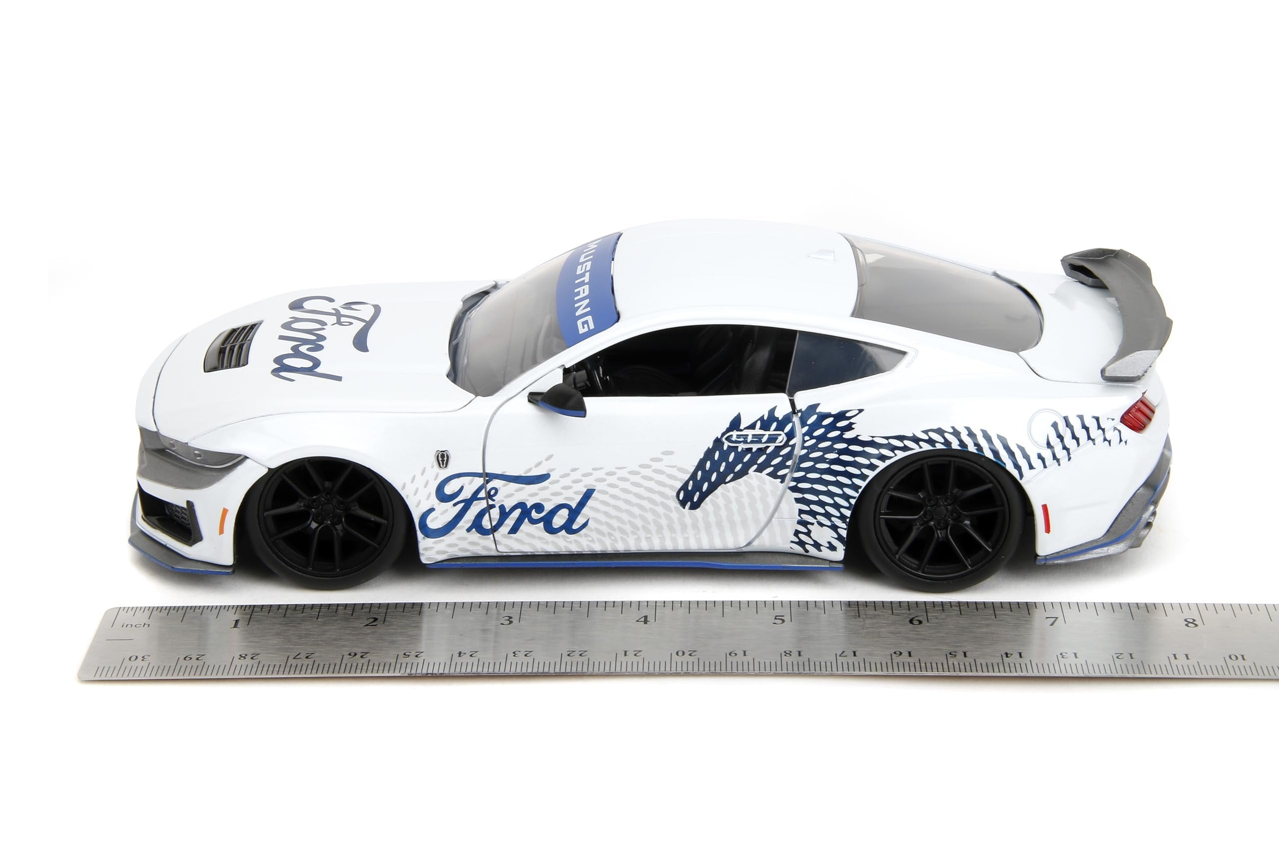 2024 Ford Mustang Dark House White with "Mustang Horse Graphics" "Bigtime Muscle" Series 1/24 Diecast Model Car by Jada(Selections May Vary)