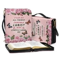 thumbnail image 2 of Kuiaobaty Butterfly Flower Print Bible Covers for Women Men I Can Do All Things Large Bible Carrying Case Leather Church Bible Bag with Padded Handle and Shoulder Strap for Church Religious, 2XL, 2 of 7