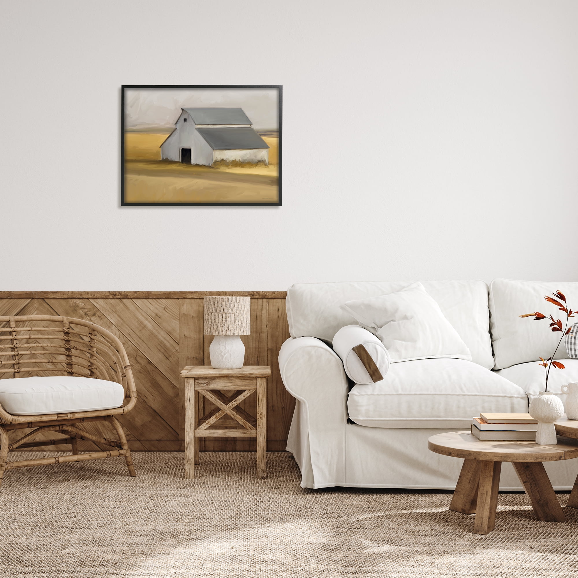 Stupell Industries Autumn Field Farmhouse Barn Landscape Cool Cloudy Sky, 30 x 24, Design by Kamdon Kreations