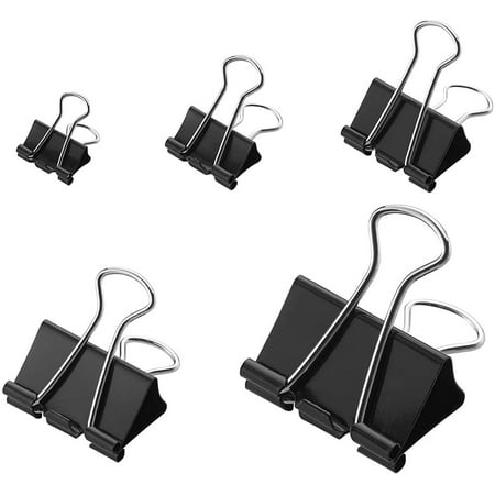 96 Pcs Binder Clips Assorted Sizes Paper Clamps, Black Mini Small 