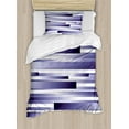 thumbnail image 1 of Striped Duvet Cover Set, Shades of Purple Inspired Fragmentary New Art Abstract Digital Pattern Art, Decorative 2 Piece Bedding Set with 1 Pillow Shams, Twin Size, Lavender White, by Ambesonne, 1 of 3