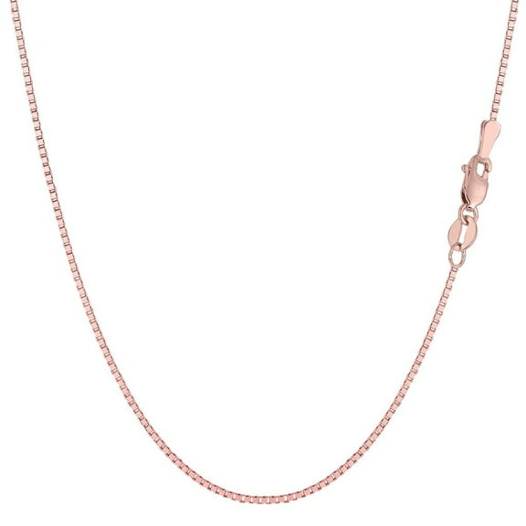 14K SOLID Yellow OR White Or Rose/Pink Gold 0.80mm Shiny Classic Mirror Box Chain with Lobster-Claw Clasp (13", 16", 17", 18", 20", 22" 24" or 30 inch)