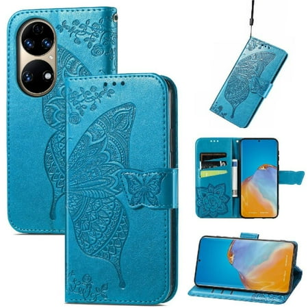 

Case for HUAWEI P50 Multi-color Wing Wallet Business Butterfly