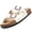 White, variant on Womens Double Strap Contour Sandals Slip on Buckle Slides Vegan Leather Footbed Sandal Ergonomic Cork-Inspired Sole Summer Footwear