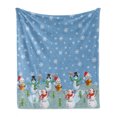 thumbnail image 1 of Christmas Soft Flannel Fleece Blanket, Snowman Party Themed Cartoon Composition Winter Season Elements Trees Snowflakes, Cozy Plush for Indoor and Outdoor Use, 70" x 90", Multicolor, by Ambesonne, 1 of 6