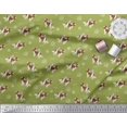 thumbnail image 2 of Soimoi Green Rayon Crepe Fabric Bird,Paw & Cocker Spaniel Dog Decor Fabric Printed Yard 46 Inch Wide, 2 of 3