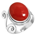thumbnail image 1 of 925 Sterling Silver Ring For Women - Girls Red Stone Gemstone Silver Ring Size 6.5 October Birthstone Hand Made Silver Ring Size 6.5 Anniversary - Gift For Women 925 Silver Gemstone Jewelry, 1 of 5