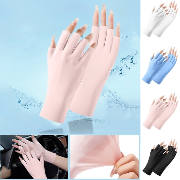 Women Fingerless Gloves Sunblock Fingerless Gloves UV Sun Protection Driving Non-Slip Outdoor Gloves for Women Summer Outdoor Gloves Fingerless Gym Gloves Sky Blue One Size