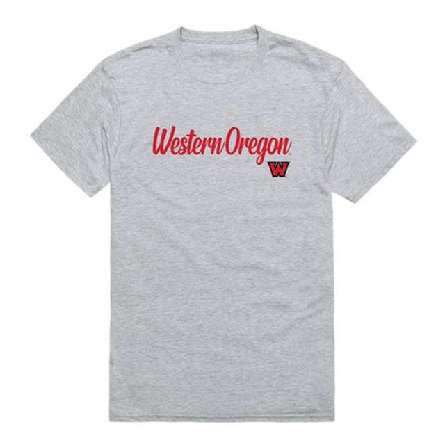 W Republic Products 554-406-HGY-01 Western Oregon University Script T-Shirt, Heather Grey - Small