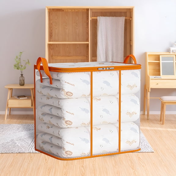 XIBUFE Stackable Blanket Storage Bins Fabric Storage Bins For Closet Dorm Organizers