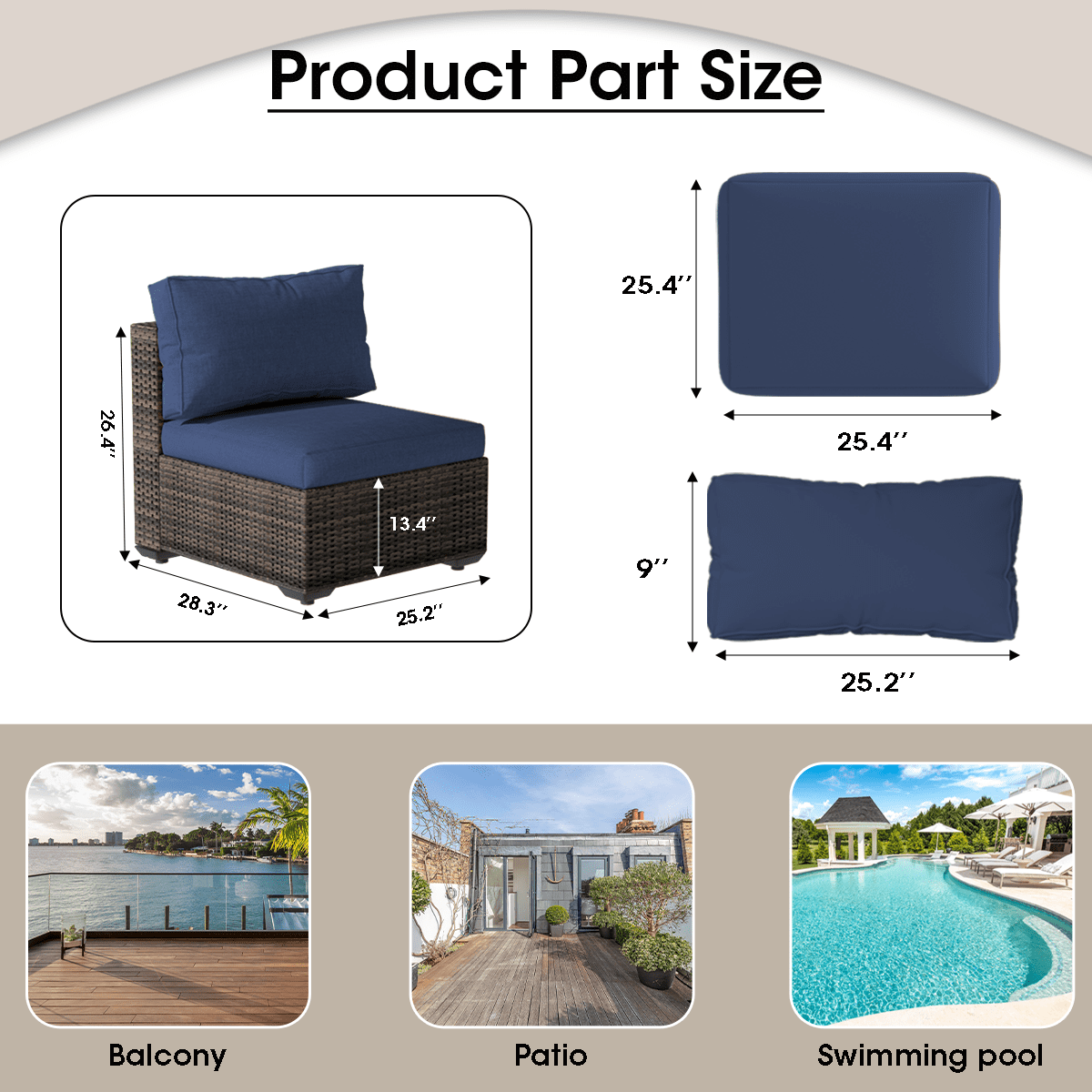 Gaildon 7 Piece Patio Furniture Set with Fire Pit Table, All Weather Outdoor Sectional PE Rattan, Patio Conversation Sets with Cushions and Glass Coffee Table for Garden Lawn Balcony Porch Deck, Blue