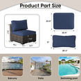 thumbnail image 6 of Gaildon 4 Pieces Patio Furniture Set, All Weather Outdoor Sectional PE Rattan, Patio Conversation Sets with Cushions and Glass Coffee Table for Garden Lawn Balcony Porch Deck, Blue, 6 of 7