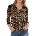 thumbnail image 2 of QUNYINEY Crew Neck Womens Shirts Leopard Print Fall Long Sleeve Blouses Plus Size Pullover Casual Loose Fit Graphic Tees Birthday Outfits for Women, 2 of 5