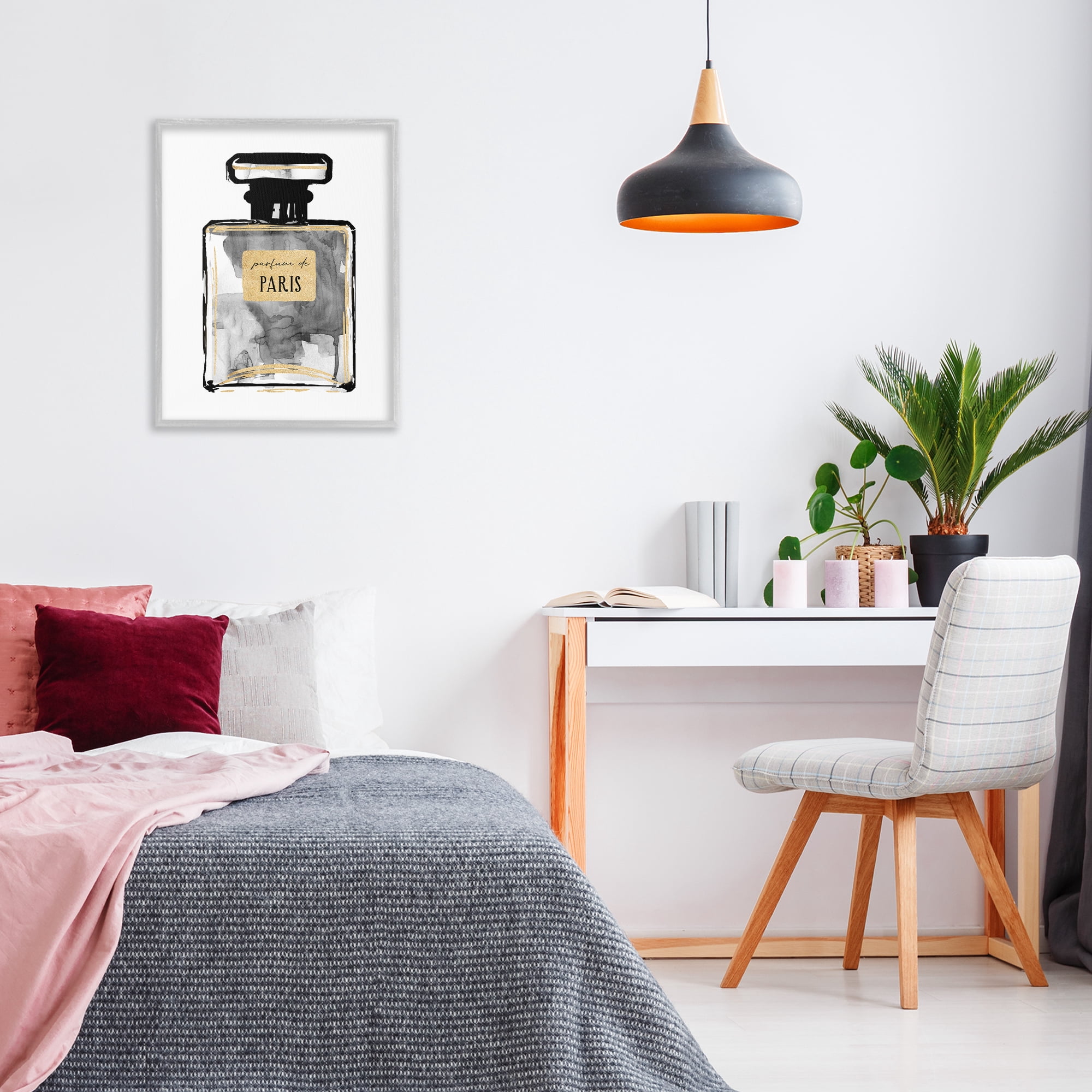 Stupell Industries Bold French Perfume Beauty & Fashion Painting Gray Framed Art Print Wall Art, 24 x 30