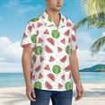 thumbnail image 3 of Pofeuu Hand Drawn Watermelon Print Hawaiian Shirt for Men Sleeves Casual Button Down Summer Beach Dress Shirts T-Shirts,X-Large, 3 of 7