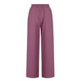 thumbnail image 4 of Outfmvch Wide Leg Pants Woman Flowy Drawstring High Waist Women's Culottes High Waisted Linen Pants Women Summer Beach Pant Flowy Lounge Linen Palazzo Pants for Women Beach Pants Purple S-2XL, 4 of 8