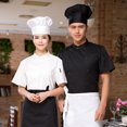 thumbnail image 4 of Hombres, Mujeres, Cuello Mandarín, Doble Botonadura, Manga Corta, Uniforme De Chef, Uniforme - Negro, 3XL Sunnimix Chaqueta de chef para mujeres, 4 of 8