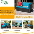 thumbnail image 3 of Devoko 2 Pieces Patio Sectional Set Outdoor Rattan Loveseat with Cushions & Red Pillow, Bule, 3 of 7