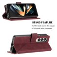 thumbnail image 3 of MonsDirect for 7.6 inch Samsung Galaxy Z Fold 3 2022 2021 Case, Slim Suede Leather Stand Folio Cover with Auto Sleep/Wake Card Slots & Hand Strap Anti-Fall Protective Case for Galaxy Z Fold 3, Red, 3 of 5