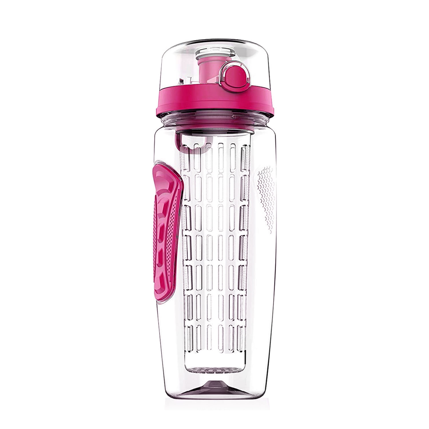 Sharpro 32 Ounce Fruit Infuser Non-Slip Flip Top Lid Water Bottle BPA Free Pink 