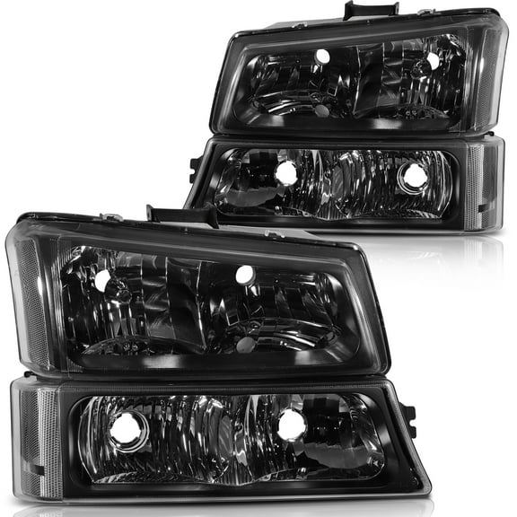 SCITOO Headlight Assembly Fit For Chevrolet Avalanche 1500/2500 2003-2006,For Chevrolet Silverado 1500/2500/3500 2003-2006 Headlamp in Black Housing Clear Reflector Clear lens