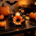 thumbnail image 4 of Fall Halloween Decoration for Home Indoor Outdoor Clearance Under $5.00!Halloween Autumns Harvests And Thanksgiving Table Decoration And Artificial Sunflower And Maple Leaf Candle Ring/Wreath, 4 of 6