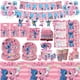 thumbnail image 2 of Disney-Decoraciones de Lilo & Stitch para fiesta de cumpleaños, plato de papel de Ángel rosa para Baby Shower, decoración de globos, suministros de vajilla, 2 of 4