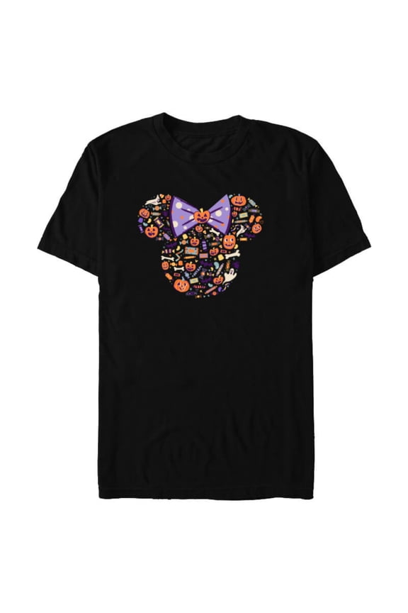 Minnie Mouse Icon Candy and Pumpkins Halloween - Short Sleeve Blended T-Shirt for Adults - Customized-Black