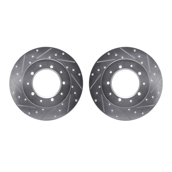Dynamic Friction Company Rear Brake Rotors-Drilled and Slotted-Silver 7002-11020