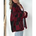 thumbnail image 5 of FUNING Casual Cardigan Sweater for Women Fall 2025 Long Sleeve Open Front Chunky Knit Sweaters Checkered Outwear Coat, 5 of 7