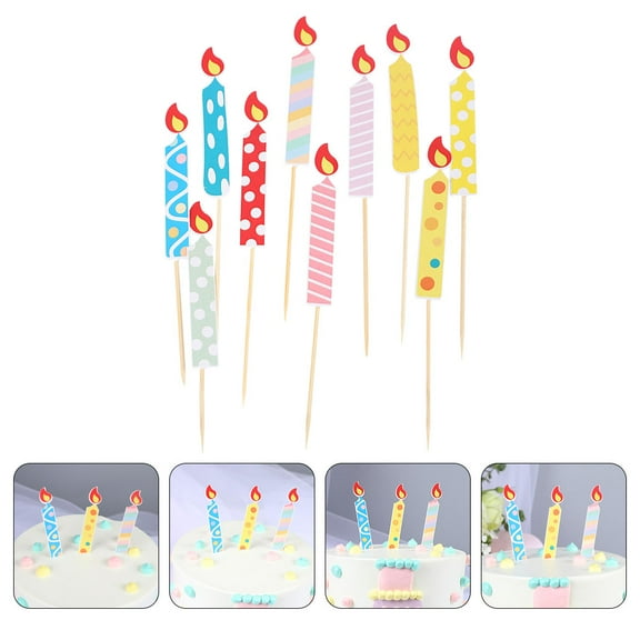OUNONA 40Pcs Birthday Cake Paper Candles Props Cupcake Fake Candles Party Candles