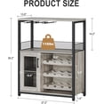 thumbnail image 2 of Bingirl IDEALHOUSE Grey Wine Bar Rack Cabinet - 36 in Tall, with LED Light, Adjustable Shelves, Mesh Door and Baffle Design for Home Kitchen and Dining Room, 2 of 7