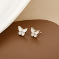 thumbnail image 4 of Pendientes blancos pequeños y exquisitos Fiudx moda coreana, 4 of 6