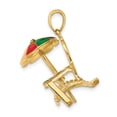 thumbnail image 2 of 14K Yellow Gold Polished Finish 3-Dimensional Beach Chair with Multi Color Enameled Umbrella Charm Pendant, 2 of 4