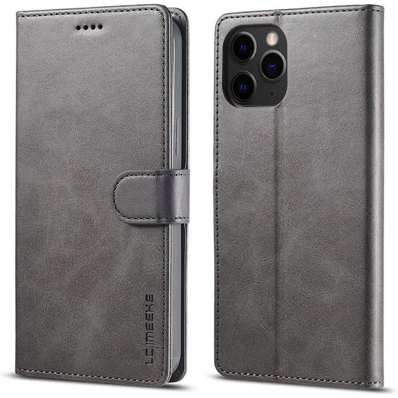 Case for iPhone 12 Mini, PU Leather Wallet Folio Flip Magnetic Buckle Slim Back Cover Built-in Card Holder Slot and Stand for iPhone 12 Mini 5.4 Inch (Grey)