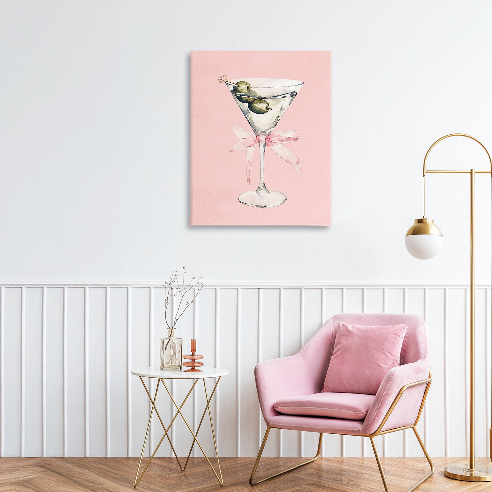 Stupell Industries Martini with Pink Bow Canvas Wall Art, design by Kim Allen