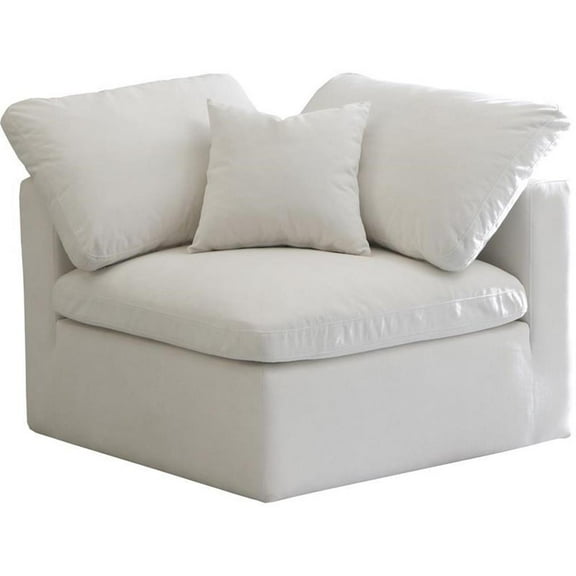 Maklaine Contemporary Plush Cream Velvet Modular Corner Chair
