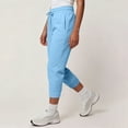 thumbnail image 4 of ZGRBOU Women Capri Jogger Sweatpants Elastic High Waist Drawstring Cropped Track Pants Lightweight Baggy Pants with Pockets, 4 of 7