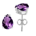 thumbnail image 2 of Mauli Jewels Ear Rings for Women 0.7 Carat 6x4 Pear Shape Amethyst Earrings Carat 14k White Gold 4-prong, 2 of 5