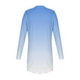 thumbnail image 6 of aohooy Kids Tees Girls Gradient Solid Long Sleeve Crewneck Tunic Lace Trim Hem Trendy Blouses Cute Fall Pullover Loose Soft Tops Blue,8-9Years, 6 of 6