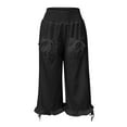 thumbnail image 4 of Snoarin Summer Plus Size Womens Capris for Summer Clearance Women's Casual Pants With Eastic Waist, Solid Color Splashed Ink Print, Tie Dyed Ink, Seven Point Loose Wide Leg Pants Trousers for Women, 4 of 4
