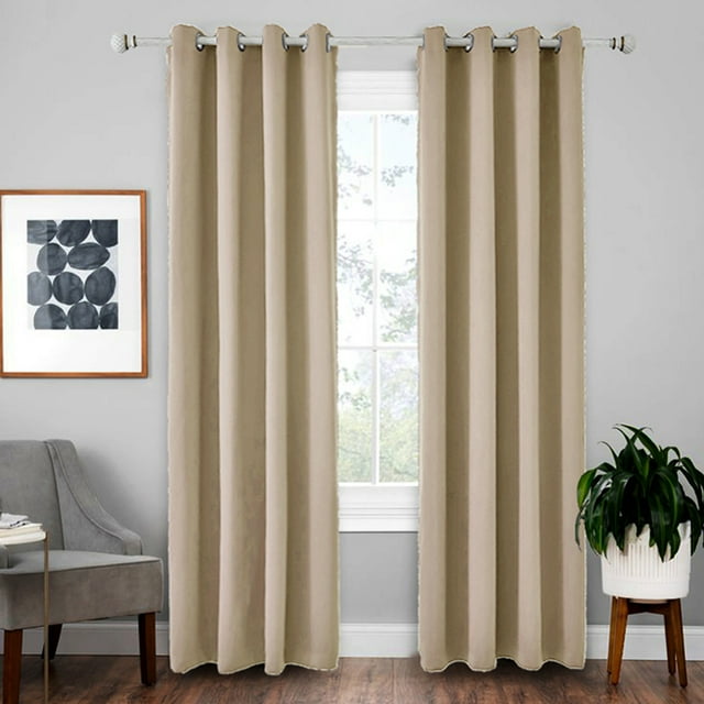 Innerwin Rideau Occultant pour Fenêtre à Oeillets Rideaux pour Fenêtres Isolés Thermiquement Chambre Luxueux Assombrissants Draperies Écoénergétiques Salon Intimité Protection UV Moderne Beige L:42"Xh:63 Pouces