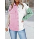 thumbnail image 5 of Sonducket Abrigo de mujer Botón de bloque de color Camisa cálida Otoño Invierno Solapa de pana Blusa informal cálida Prendas para la parte del cuerpo Blanco+Rosa XL, 5 of 6