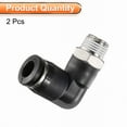 thumbnail image 3 of Uxcell 2pcs Push to Connect Tube Fitting 1/8" BSPT Male Thread x 6mm ID 90 Degree Pneumatic Quick Connect Air Fittings, Black, 3 of 6
