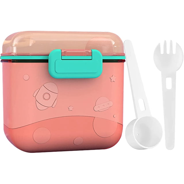 RV EACHPT Dispensador de leche para bebés, caja medidora de leche en polvo One Touch de 480 ml, caja de leche en polvo para bebés, con tapa de silicona sellada, barra niveladora y cuchara Sailing Electrónica