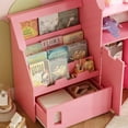 thumbnail image 4 of Vabches 61" Castle-Shaped Kids Bookshelf with Reading Nook & LED Lights, 8 Storage Cubbies Toy Storage Organizer with 2 Removable Drawers for Bedroom, Playroom, Classroom, 4 of 8