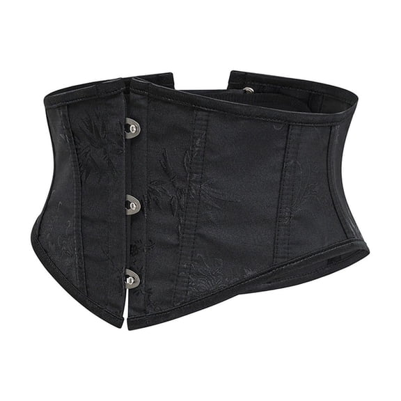 Corset Belt for Women Retro Boned Underbust Corset Waist Cincher Black L