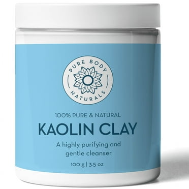 Kaolin Clay Powder for Masks, and Scrubs, Natural DIY Skin Cleansers 3.5 oz by Pure Body Naturals